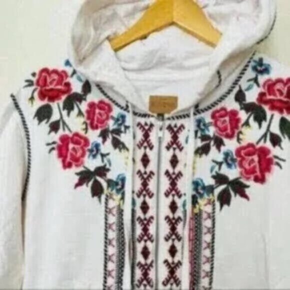 Driftwood Beautiful Flora Embroidered, Zip Up Hoodie Jacket - Picture 2 of 3